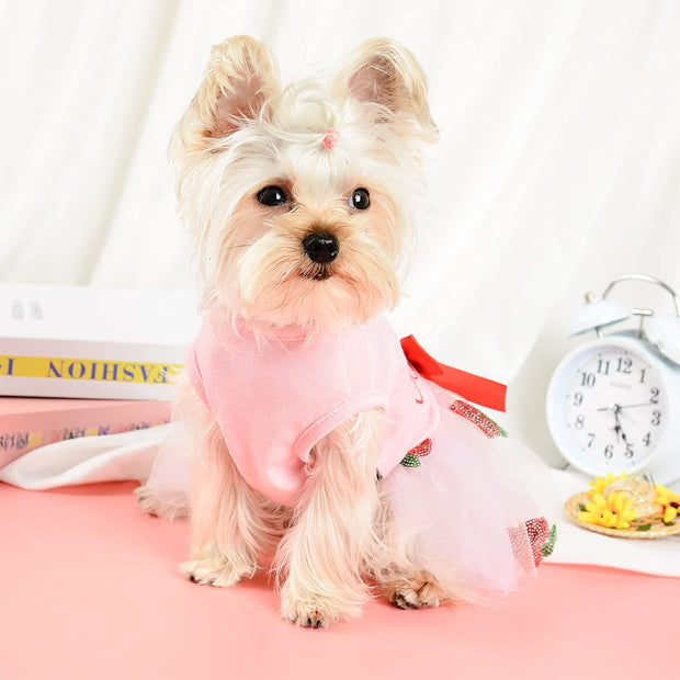 Dog Dress Dog Dresses for Small Dogs Girl Mesh Puppy Dress Summer Dog Clothes Yorkie Chihuahua Teacup Outfits Clothing Apparel Pet Cat Princess Dress Dog Birthday Outfit