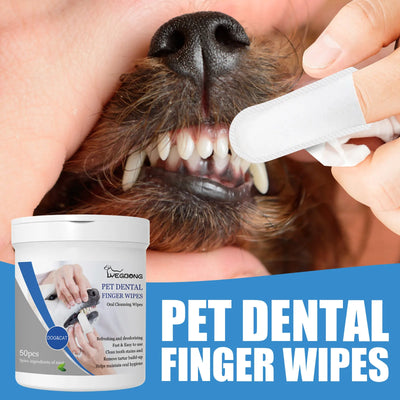 Yegbong 50pcs Pet Teeth Cleaning Finger Wipes Cat Dog Remove Mouth Bad Breath Tartar Tooth Yellow Care Pet Oral Cleanse Wipes