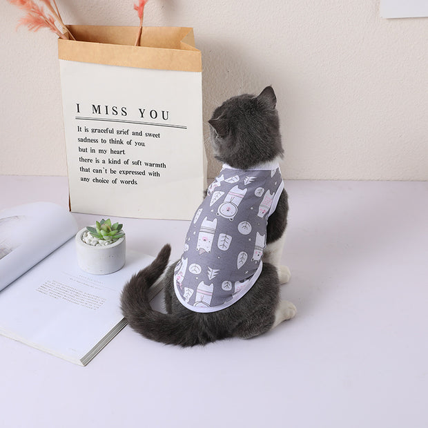 Cross-border Pet Vest Summer Thin Section Cartoon Dog Vest Teddy Cat Vest Puppy Clothes Wholesale