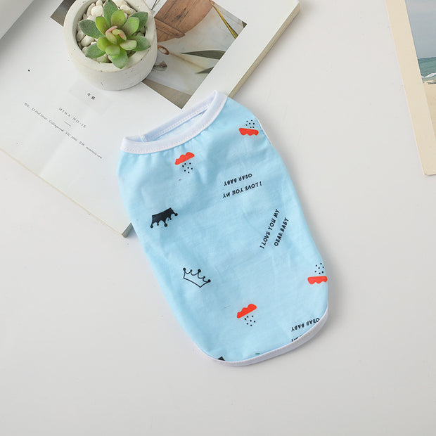 Cross-border Pet Vest Summer Thin Section Cartoon Dog Vest Teddy Cat Vest Puppy Clothes Wholesale