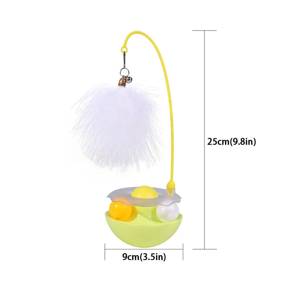 Interactive Cat Tumbler Toy, ABS Base with Feathers & Rolling Balls, Reduces Boredom & Destructive Behavior