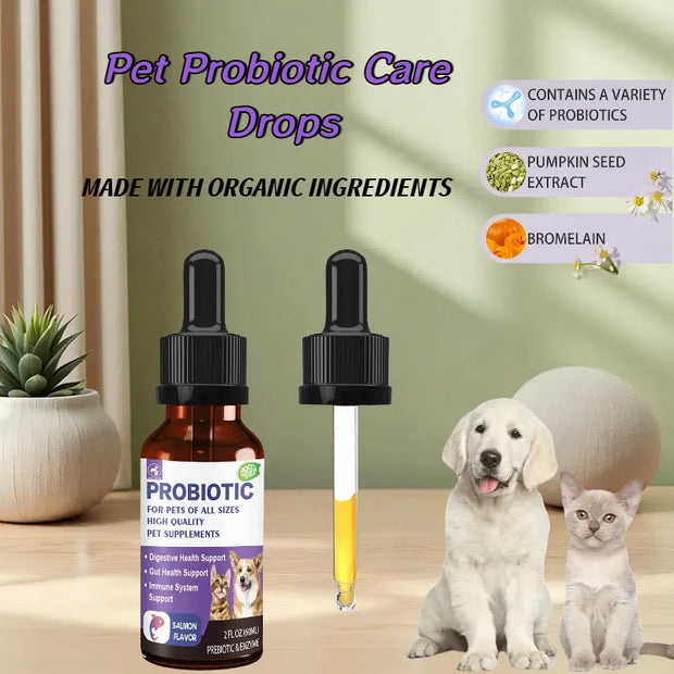 High Active Probiotics Pet Probiotics Care Drops - Support Digestion and Immunity for Dogs & Cats - 60ml