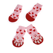 Pet Clothing 4pcs Cute Dog Socks Winter Indoor Cat Anti-Slip Knit Sock Wear Slip On Paw Protector Chihuahua Boots Pet Dog Socks