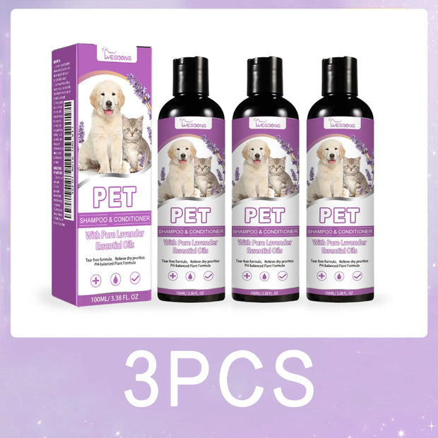 Pet Shampoo and Conditioner 2 in 1 Lavender Dry Sensitive Skin Relief Non Irritating Moisturizing Shampoo for Dogs Cats Puppies