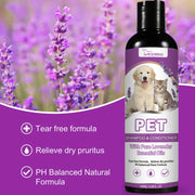Pet Shampoo and Conditioner 2 in 1 Lavender Dry Sensitive Skin Relief Non Irritating Moisturizing Shampoo for Dogs Cats Puppies