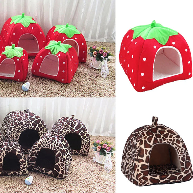 Strawberry Pet House – Cozy Bed & Tent for Small Dogs and Cats