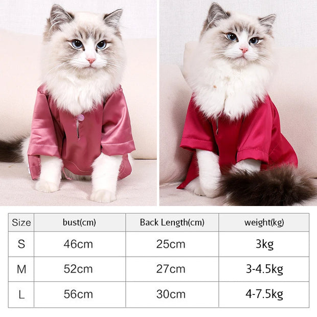 Fashionable Pet Clothes Summer Shirt Cat Wear Silk Dazzle Breathable Thin Non-Stick Fur Traditional Chinese Garments Cat Dresses