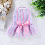 Summer Pet Cat Puppy Princess Dress Pet Clothes Striped Plaid Dresses with Bow Cats Kitten Rabbit Sphynx Clothing Pet Supplies