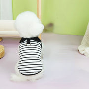 Pet Clothing Spring Summer Striped T-shirts Lapel Dresses Couple Outfits Breathable Dog Clothing Cat Dresses Small Dog Clothing