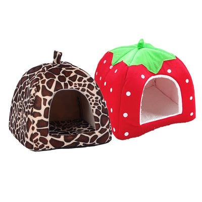 Strawberry Pet House – Cozy Bed & Tent for Small Dogs and Cats