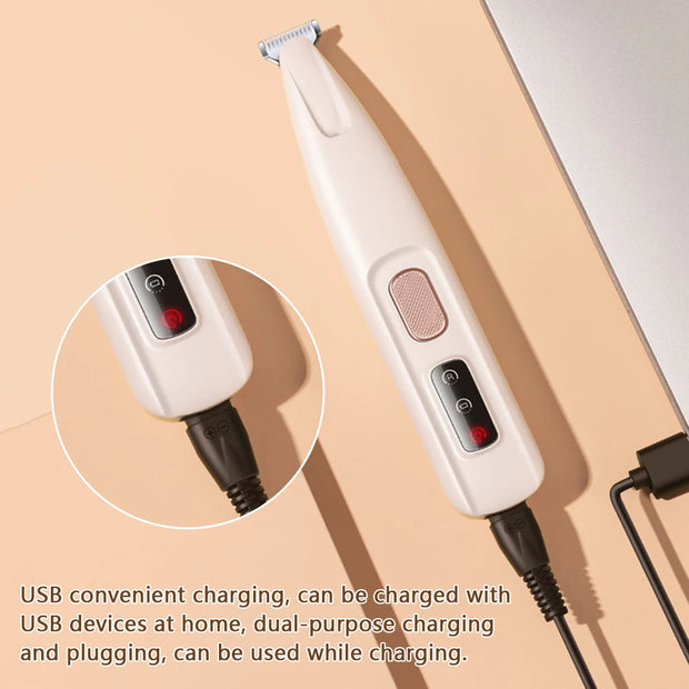 Rechargeable Pet Paw Trimmer with LED Light, Fully Waterproof Dogs Cats Hair Trimmer, Dog Clippers for Grooming
