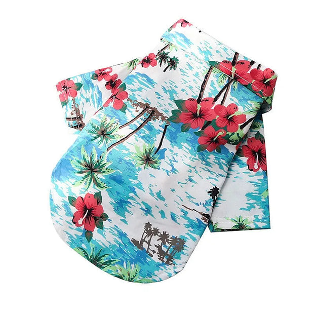 Summer Spring Pet Dog Clothes Hawaiian Style Leaf Printed Beach Shirts For Puppy Small Cat Dog Chihuahua Costume Pet Clothing