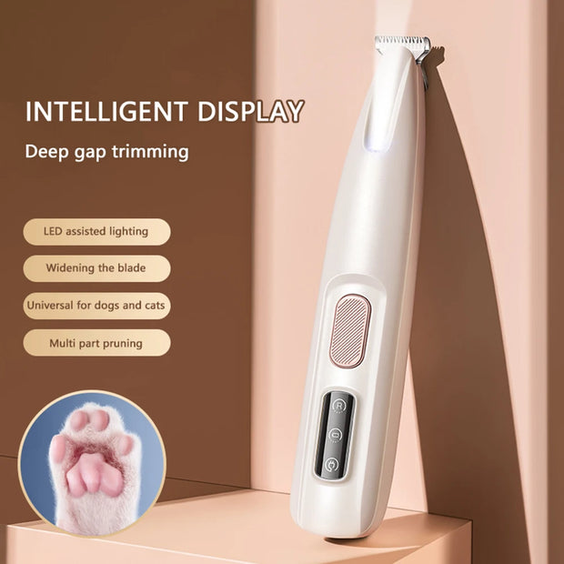 Rechargeable Pet Paw Trimmer with LED Light, Fully Waterproof Dogs Cats Hair Trimmer, Dog Clippers for Grooming