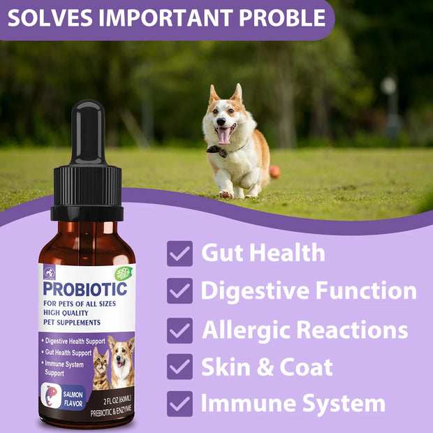 High Active Probiotics Pet Probiotics Care Drops - Support Digestion and Immunity for Dogs & Cats - 60ml