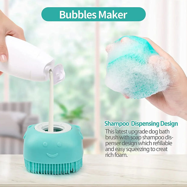 Pet Dog Bath Massage Brush Comb Bathroom Shower Grooming Shampoo Dispenser Cleaning Gloves Multibrush for Dogs Cats Accessories