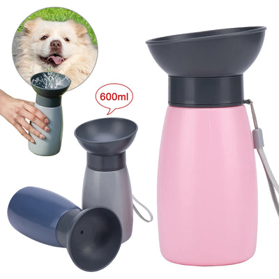 600ml Big Dog Water Bottle Portable Travel Pet Drinking Bowl For Small Medium Dogs Cat Pet Water Cup Labrodor Feeding Supplies