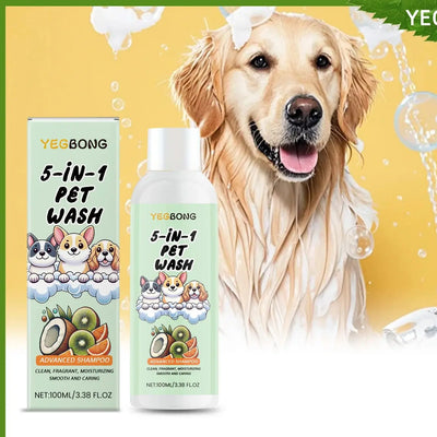 5-in-1 Pet Shampoo for Dogs & Cats, Botanical Extracts Nourishes Prevents Matting Easy Combing,