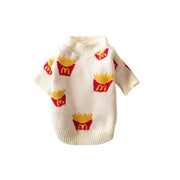 Soft Cotton Sweater for Pets, Small Dog Clothing, Cute French Fries Printed, High Quality Design Jacket for Cats and Animals