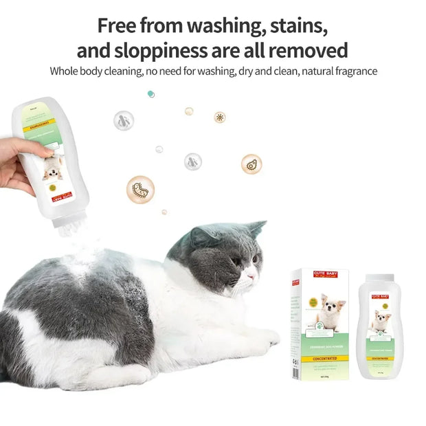 Pet wash free shower gel, cat shampoo, dry cleaning powder,dog dry cleaning supplies DryItchySkinRelief200G