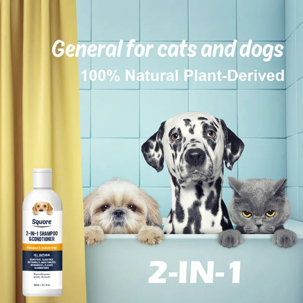 300ml Puppy Shampoo Conditioner for Dogs Cats Natural Moisturizing Formula with PH Balance Gentle Hypoallergenic Bath Foam