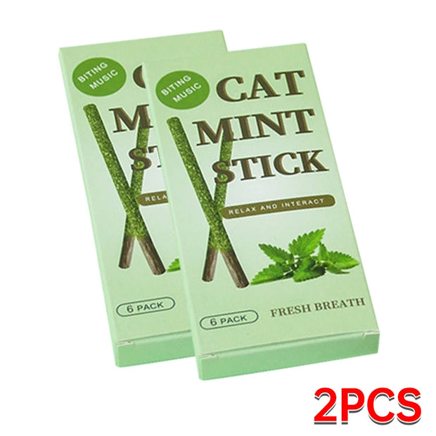 6PCs Natural Cat Sticks Mint Scratching Biting Excitement Sticks Silver Vine Cat Teeth Cleaning and Treatment Cat Toys