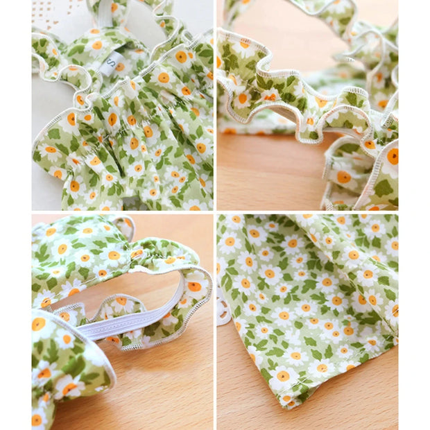 2025 Summer Cotton Sphynx Cat Suspender Skirt Love Flower Pet Princess Dresses for Cats Dog Dress Clothes