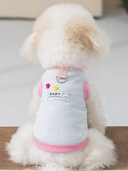 Spring and Summer Dog Thin Breathable Striped Vest Bichon Leashable T-Shirt Yorkie Cool Pullover Pet Supplies Puppy Clothes
