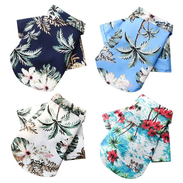 Summer Spring Pet Dog Clothes Hawaiian Style Leaf Printed Beach Shirts For Puppy Small Cat Dog Chihuahua Costume Pet Clothing