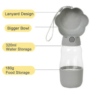 2 in 1 Dog Water Bottle With Food Container For Small Large Dogs Outdoor Portable Pet Drinking Bowl Puppy Cats Feeder Labrodor