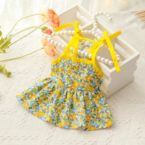 2025 Summer Cotton Sphynx Cat Suspender Skirt Love Flower Pet Princess Dresses for Cats Dog Dress Clothes