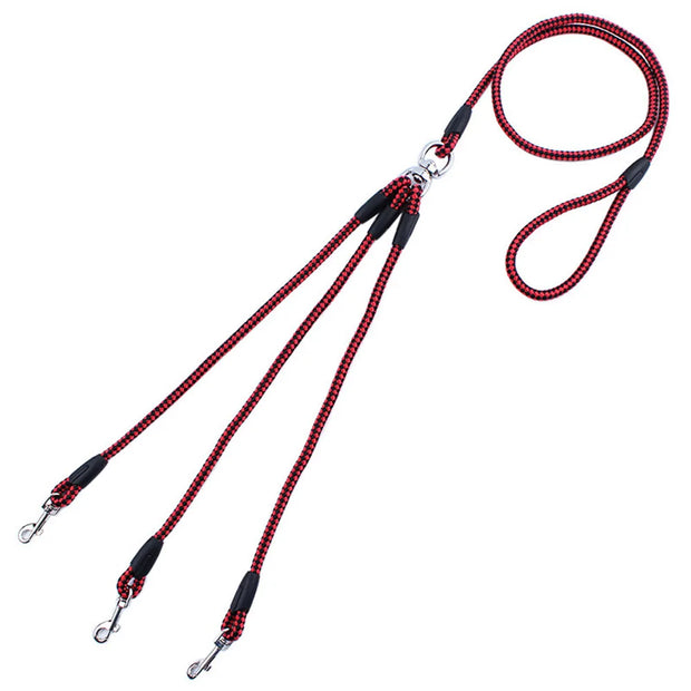 No Tangle 3 Dog Leash Triple Coupler Multi Way Splitter Nylon Dog Leash for Small Dogs Pet Multiple Leash for Walking 3 Puppies