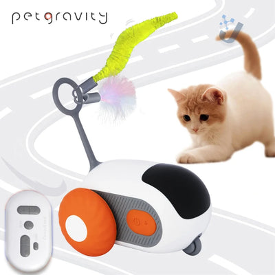 SmartCat™ Remote Control & Auto Mode Interactive Car Toy – USB Rechargeable with Feather Teaser