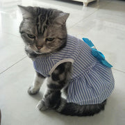 Summer Pet Cat Puppy Princess Dress Pet Clothes Striped Plaid Dresses with Bow Cats Kitten Rabbit Sphynx Clothing Pet Supplies