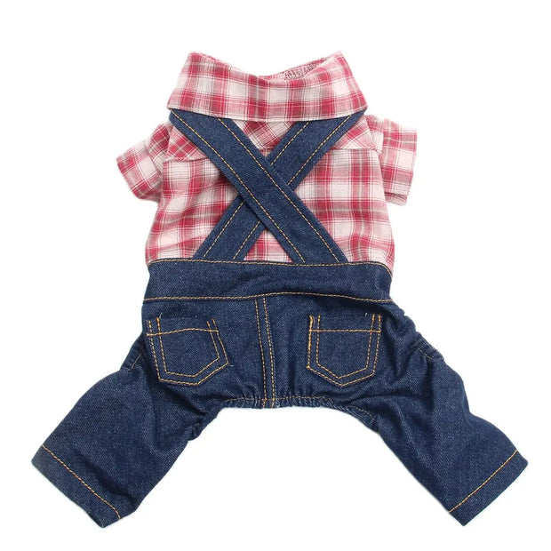 Boy Dog Cat Jumpsuit Rompers Plaid Design Pet Puppy Shirts Spring/Summer Clothing Apparel