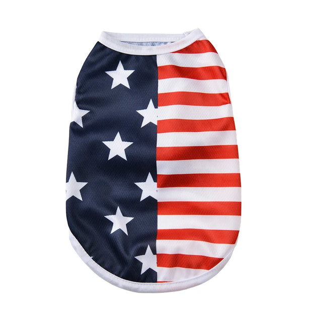 Cat T-shirt For Small Medium Dogs Cats Breathable Summer Pet Costume Independence Day July 4th Kitten Vest Corgi Pug Clothes