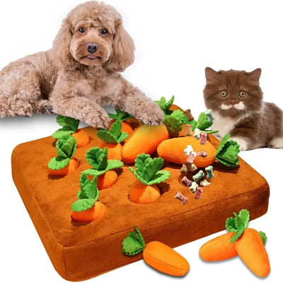 Carrot Snuffle Mat Dogs Cats Puzzle Toy with 12 Carrots Small Medium Large Interactive Pet Stress Relief Dogs Chew Toys Plush