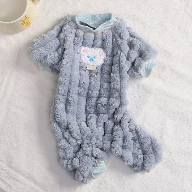 Cute Warm Pet Clothes for Dogs Cats Fleece Jumpsuit Dog Pajamas Autumn Winter Cat Clothing for Small Dog Chihuahua Yorkie Outfit