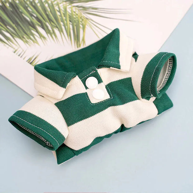 Summer Polo Shirt for Dogs Puppy Clothes Bichon Frise Chihuahua Stripe Dog Sweatshirt Cat Cooling Vest for Small Medium Dogs