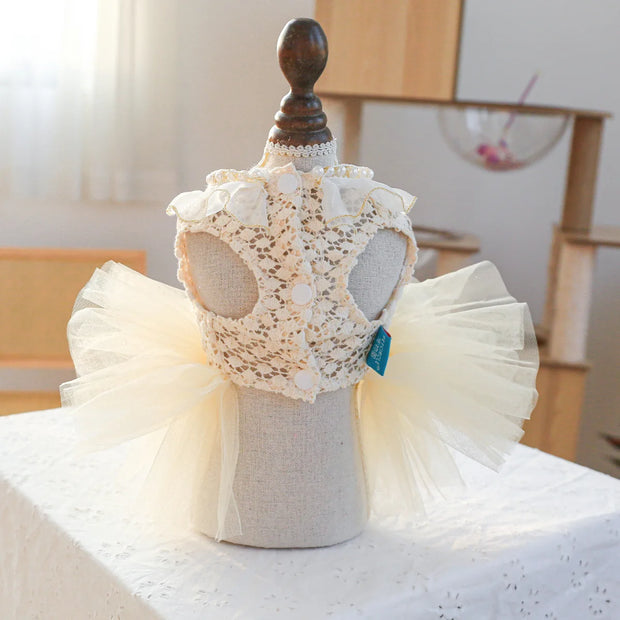 Luxury Girl Dog Kawaii Dress For Small Puppy Animal Pearl Collar Accessory Pet Chihuahua Yorkshire Apparel Clothing Cat Wedding