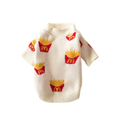 Soft Cotton Sweater for Pets, Small Dog Clothing, Cute French Fries Printed, High Quality Design Jacket for Cats and Animals