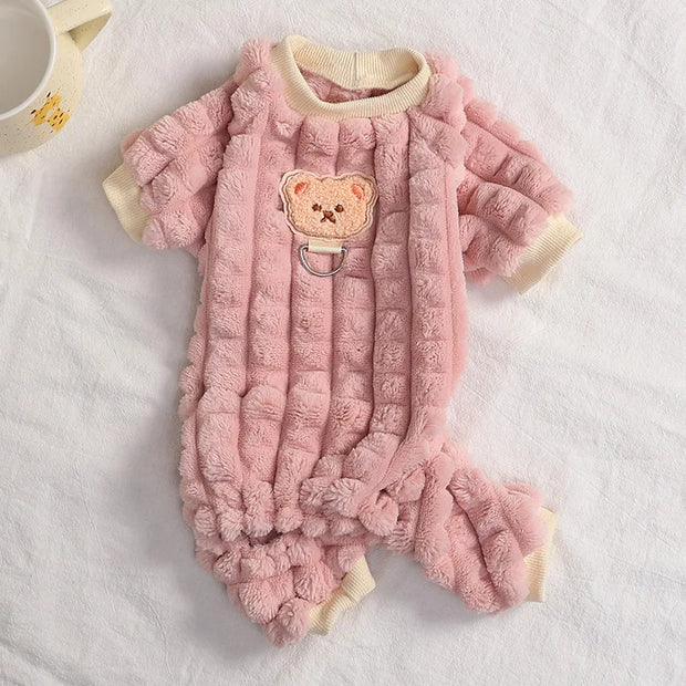Cute Warm Pet Clothes for Dogs Cats Fleece Jumpsuit Dog Pajamas Autumn Winter Cat Clothing for Small Dog Chihuahua Yorkie Outfit