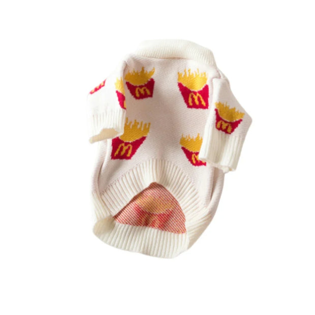 Soft Cotton Sweater for Pets, Small Dog Clothing, Cute French Fries Printed, High Quality Design Jacket for Cats and Animals