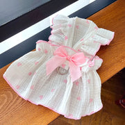 Luxury Dog Clothes Heart Print Bow Dress Chihuahua Sweet Skirts Puppy Dress for Girl Dog Cat Princess Dress Pet Costume Bichon