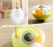 Interactive Cat Tumbler Toy, ABS Base with Feathers & Rolling Balls, Reduces Boredom & Destructive Behavior