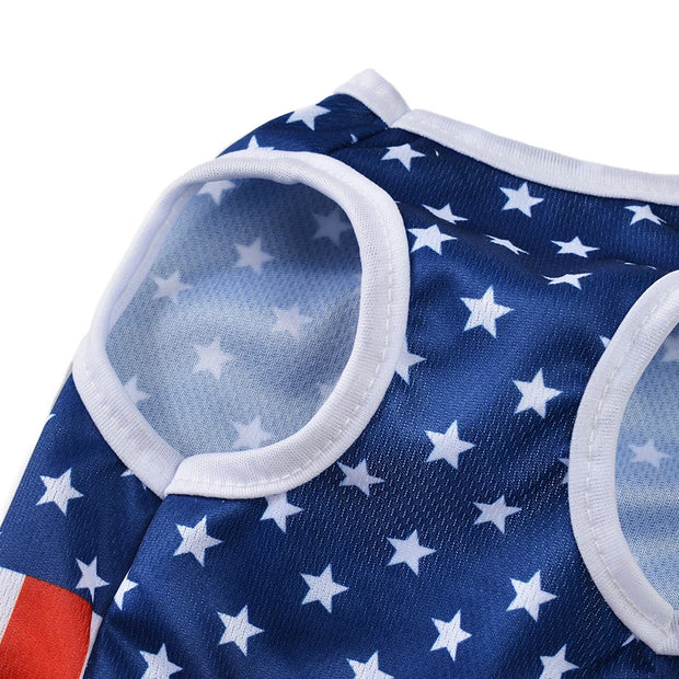 Cat T-shirt For Small Medium Dogs Cats Breathable Summer Pet Costume Independence Day July 4th Kitten Vest Corgi Pug Clothes