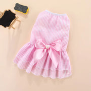 Summer Pet Cat Puppy Princess Dress Pet Clothes Striped Plaid Dresses with Bow Cats Kitten Rabbit Sphynx Clothing Pet Supplies