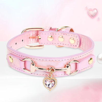 Sparkle Love PU Pet Collar – Adjustable & Durable for Cats & Dogs