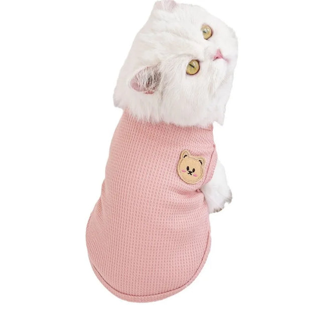 Anti Shedding Cat Clothes Summer Dog Vest Ultra Soft Thin Pet Shirts for Teddy Puppy Blue Kittens Sleeveless Puppy Apparel