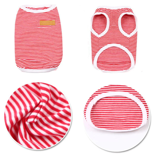 Summer Cotton Cat Puppy Vest Classic Stripes Pet Sleeveless T-shirt for Small Dogs Cats Kitten Clothing Outfit ropa para gatos
