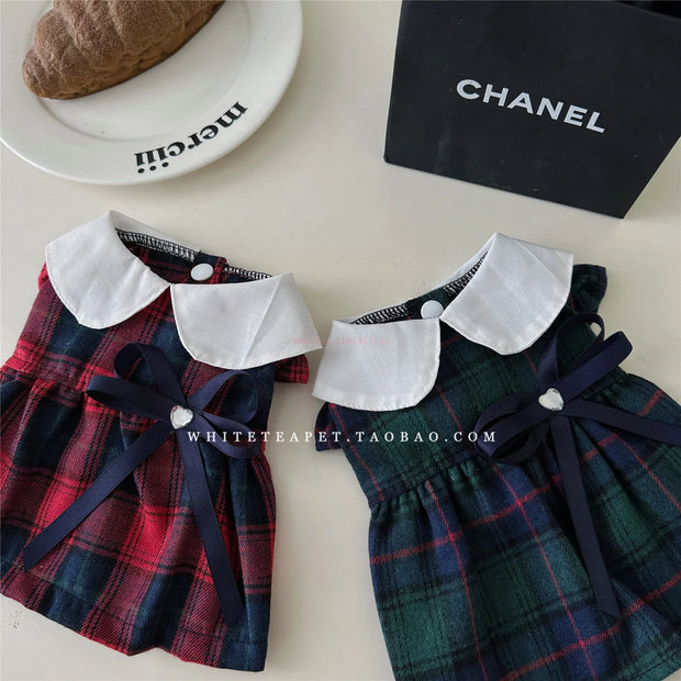 Cat Clothes Gingham Summer Princess Dress For Persian Cat Siamese Kitten Platinum Gradual Layer Skirt Dress Cute Cat Outfit